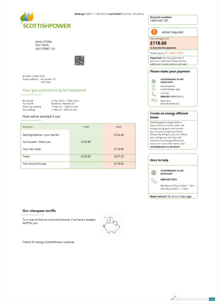 download download United Kingdom Scottish Power utility bill Word and PDF template scr PDF template PDF template